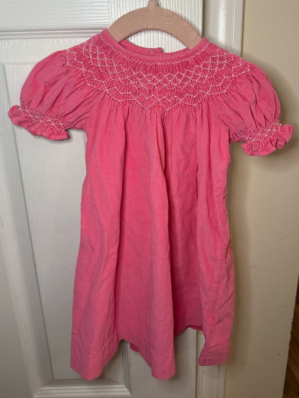 Mom & Me Pink Smocked Corduroy Baby Dress 3M 100% Cotton